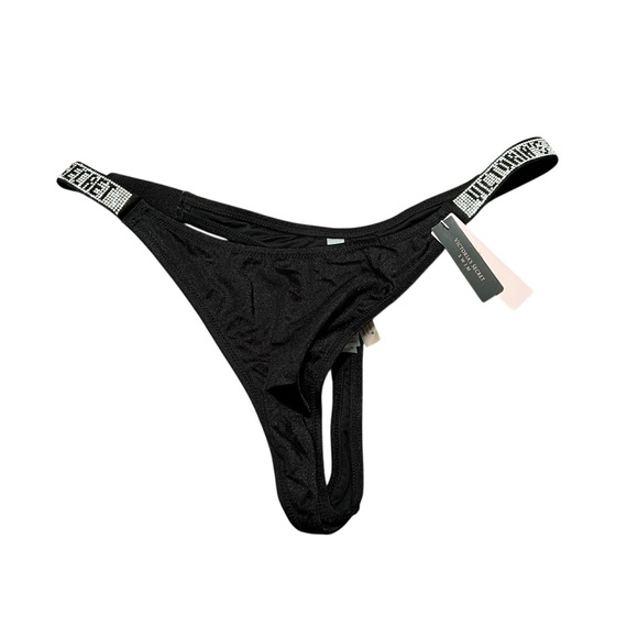 Victoria’s Secret Rhinestone Strap Brazilian Bikini Bottom Black L - Picture 4 of 14